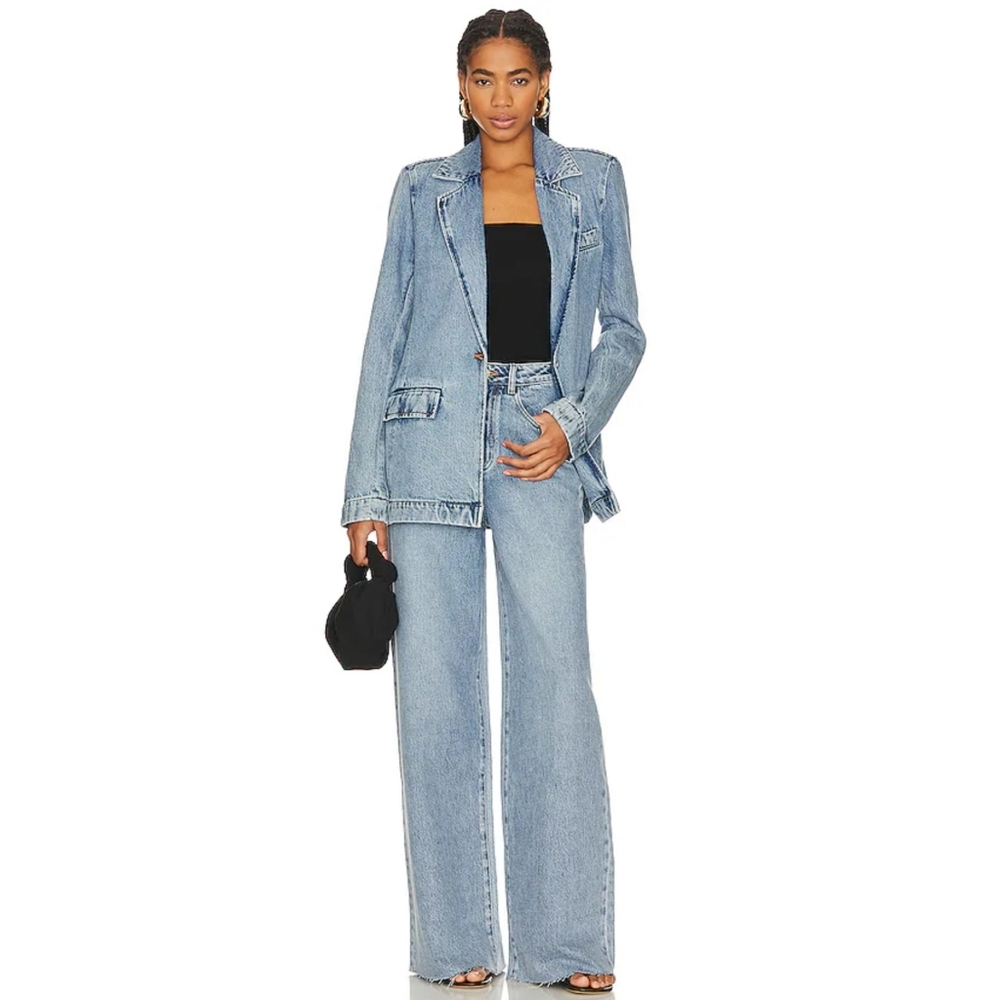 WeWoreWhat Wide Leg High Rise Denim Pant Size 24 In Denim Blue NWT